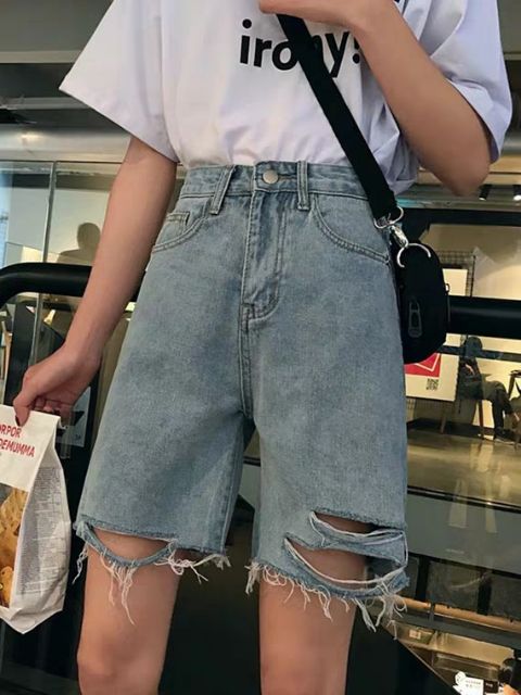 Quần short jeans lửng ngố rách ngang ver.3 kèm ảnh thật