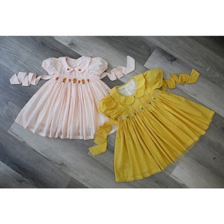 ĐẦM SMOCK CỔ SEN THÊU HOA