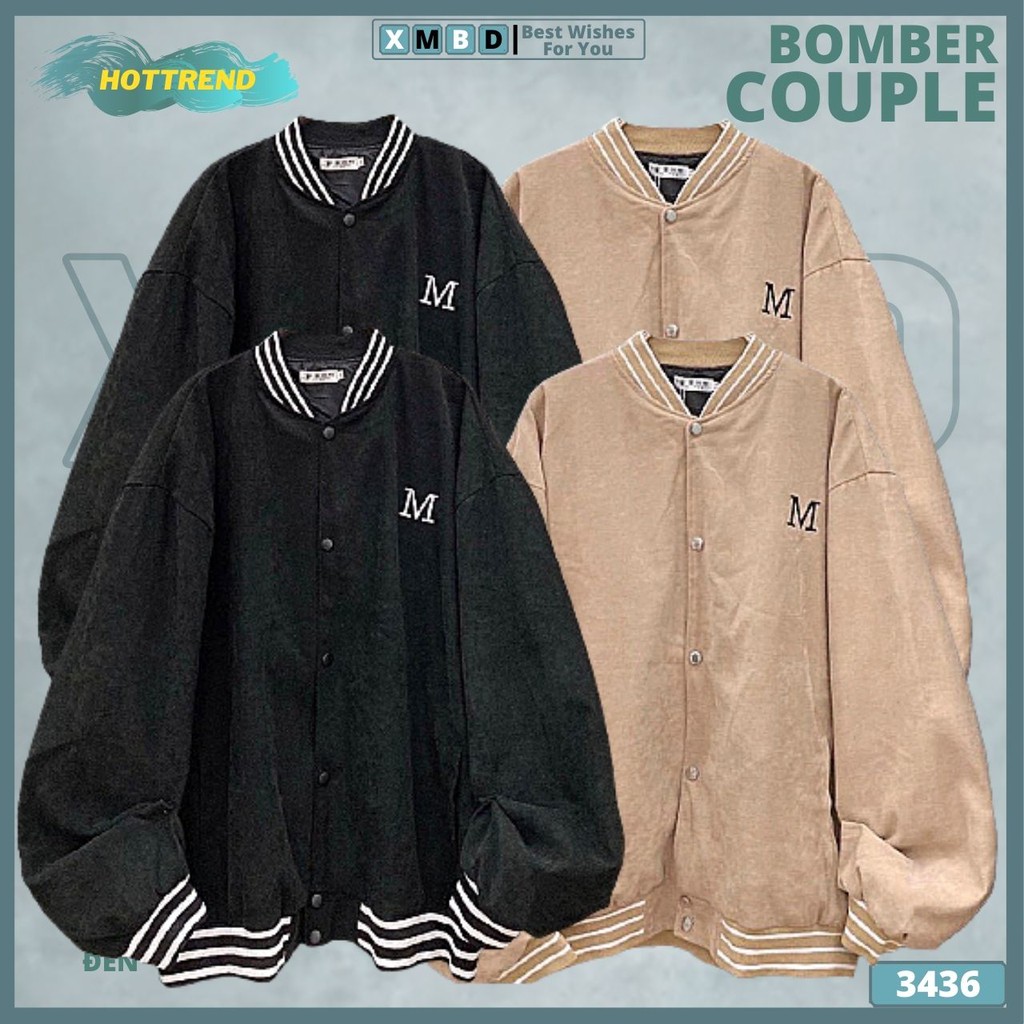 Áo Khoác Bomber Đôi Nam Nữ Nỉ Bông Dày Dặn Form Rộng Unisex Áo Khoác Cardigan Nữ Bomber Cài Nút Thun MR.MIB - AK436