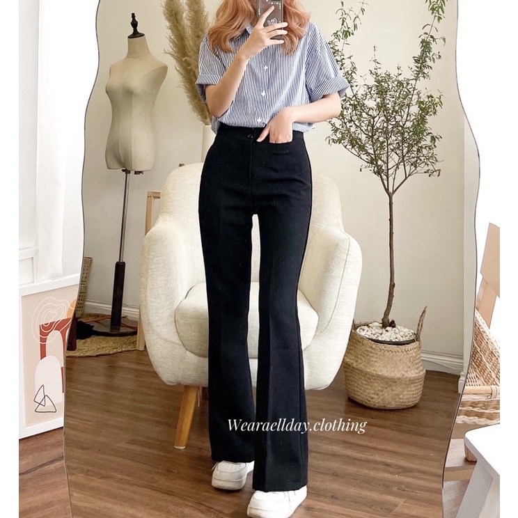 Quần ống loe nữ WEARALLDAY cạp cao 2 cúc siêu tôn dáng