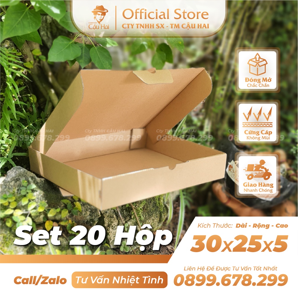 Set 20 hộp carton nắp GẬP 30x25x5