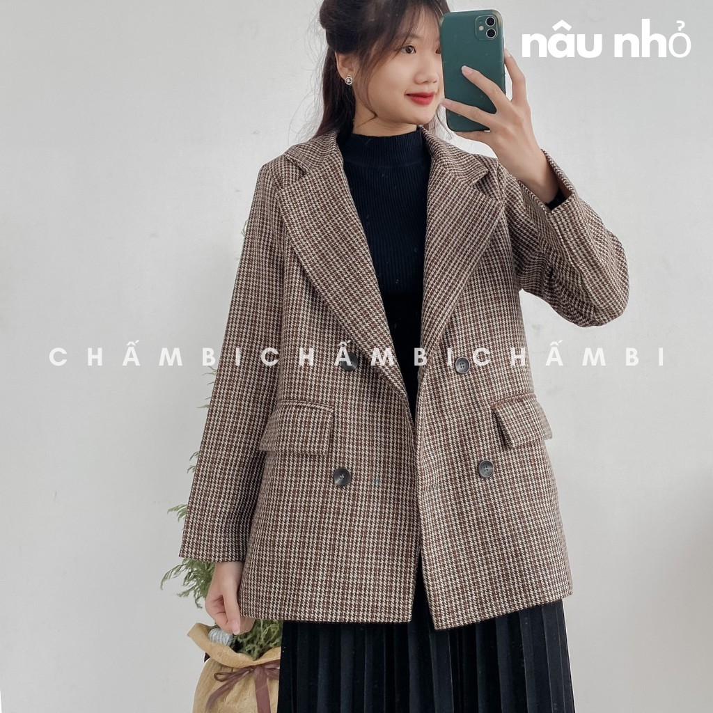 Áo Khoác Dạ Nữ Kẻ Caro Nhiều Màu Cực Xinh Freeisze&lt;53kg - A.098