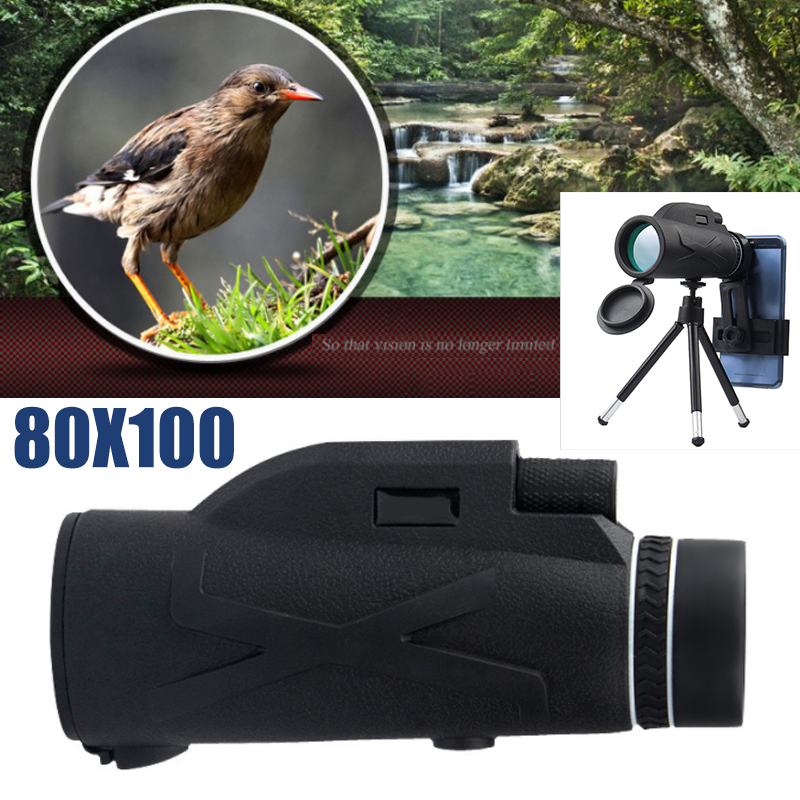 Ống Nhòm 80x100 Zoom Hd Có Kẹp Gắn Điện Thoại Cho Hoạt Động Ngoài Trời