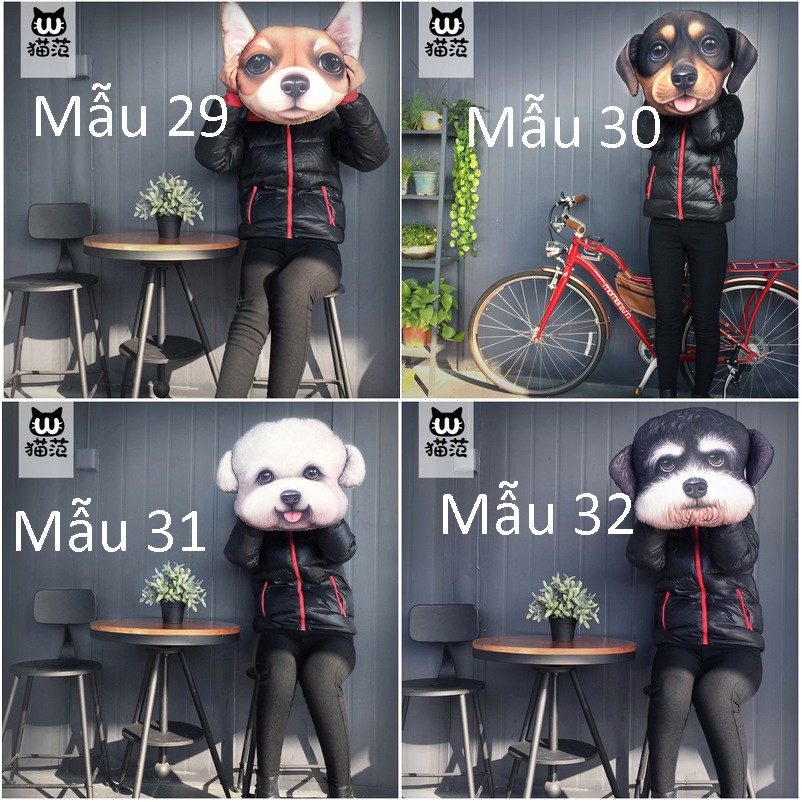 32 mẫu gối tựa đầu 3d Xdolls chính hãng hình thú chó mèo hổ báo thỏ gấu loại to xe hơi ô tô