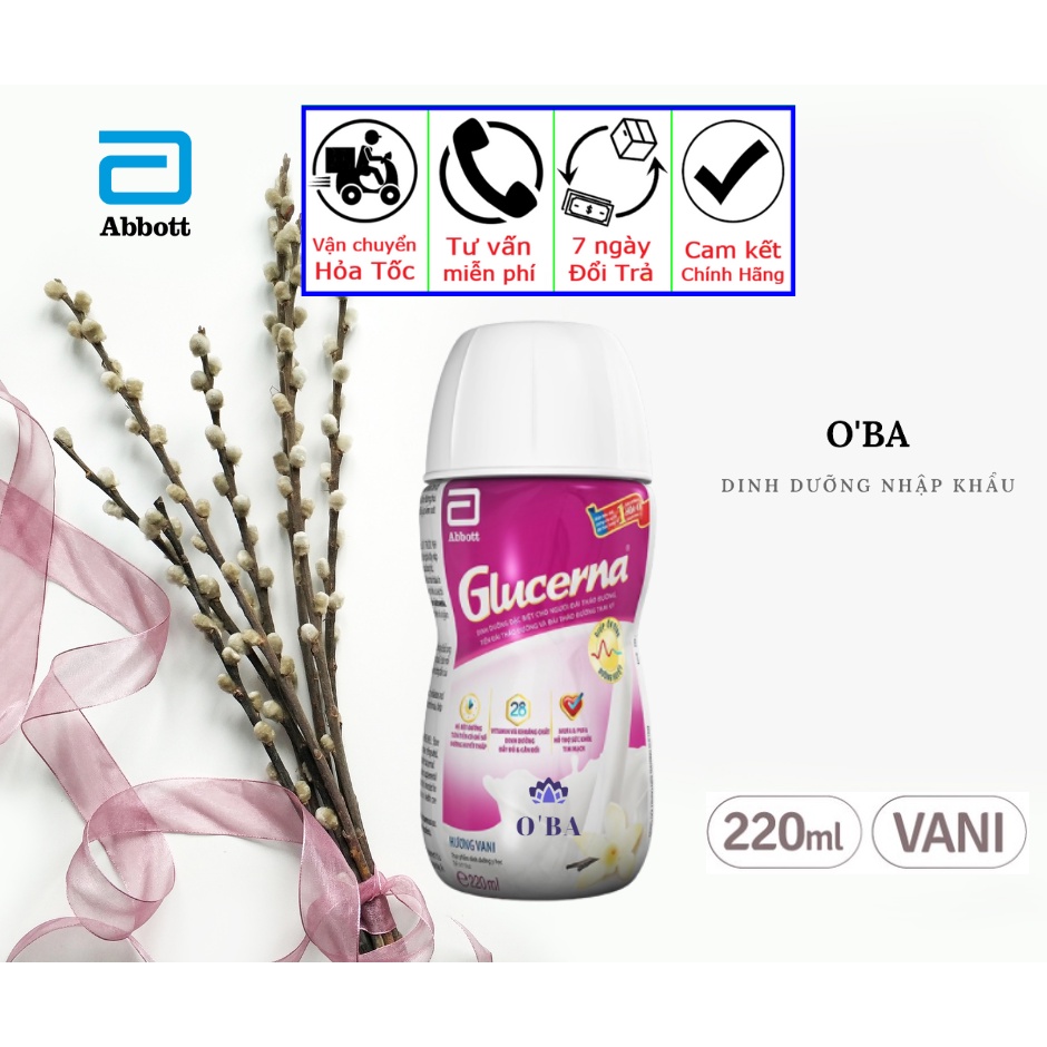 Sữa nước Glucerna Hương Vani Chai 220ml dành cho người tiểu đường - Hàng chính hãng, date mới nhất
