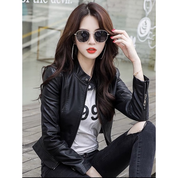 Áo khoác da siêu xin có dây kéo tay chỉ 180k