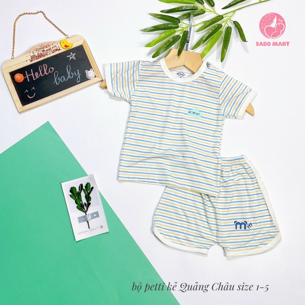 Bộ Cộc Tay Peptit Kẻ Ngang Hi! Mom Kids Mềm Mát Cho Bé Trai Bé Gái