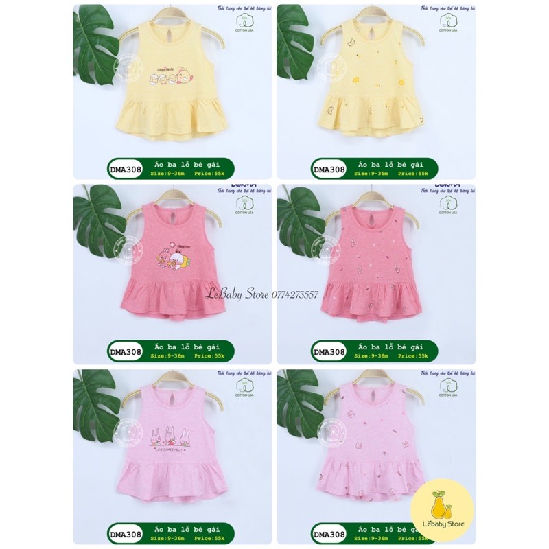 (6-36M) Áo ba lỗ điệu đà vải cotton cho bé gái - DOKMA