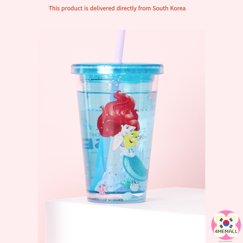 DAISO Bình nước có ống hút dung tích 330ml họa tiết công chúa Disney xinh xắn