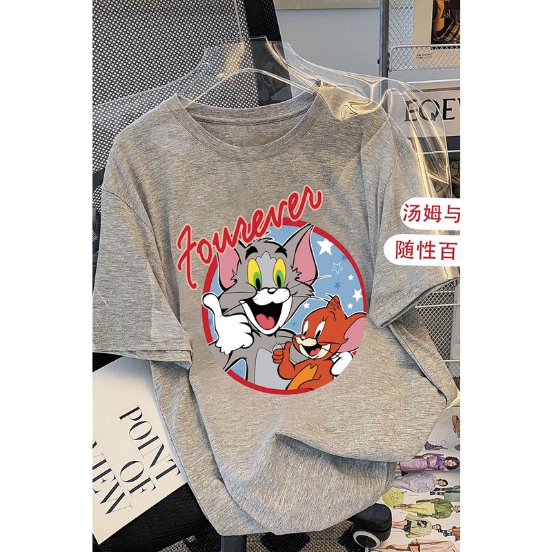 Áo thun HIIXIIVI 100% cotton tay ngắn cổ tròn in hình hoạt hình thời trang mùa hè phong cách Hàn Quốc dành cho nữ 2022