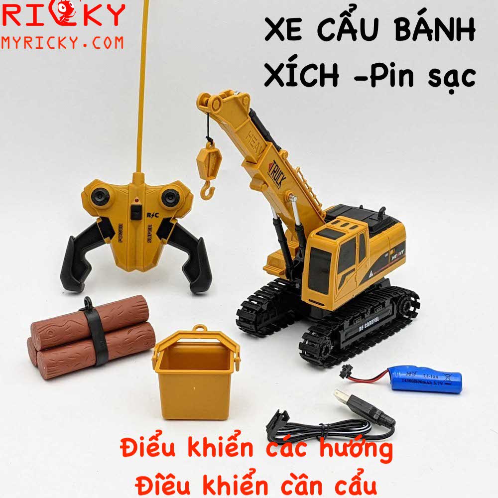 Xe múc điều khiển Gầu SẮT, bánh XÍCH, pin SẠC ,tỉ lệ 1:24