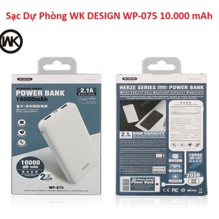 (FREESHIP TOÀN QUỐC TỪ 50K) Pin Dự Phòng, Sạc Dự Phòng WK DESIGN WP-075 10.000mAh Chính Hãng