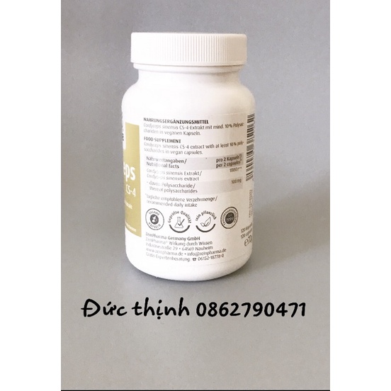 ( Bill Đức ) - Đông trùng hạ thảo Cordyceps Cs-4 Zein pharma 120 viên
