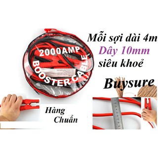 Bộ dây câu bình 2000 amp kẹp bọc nhựa 10mm chống cháy dài 4m mỗi sợi có túi đựng