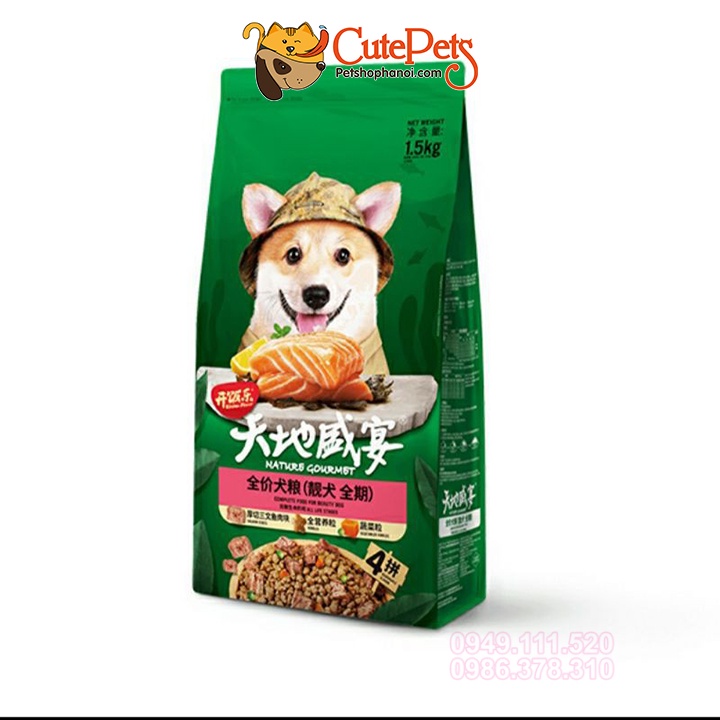 Thức ăn cho chó Nature Gourmet lọ 400g hạt Mix thịt rau củ sấy - CutePets