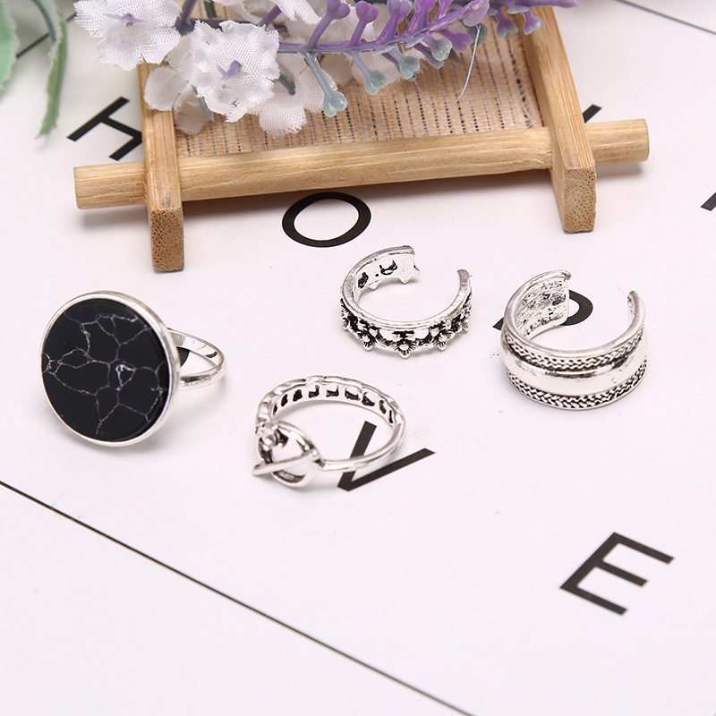[New Stock] 4Pcs/set Women Open djustable Knuckle Ring Geometry Rings Set Charm Jewelry Gift