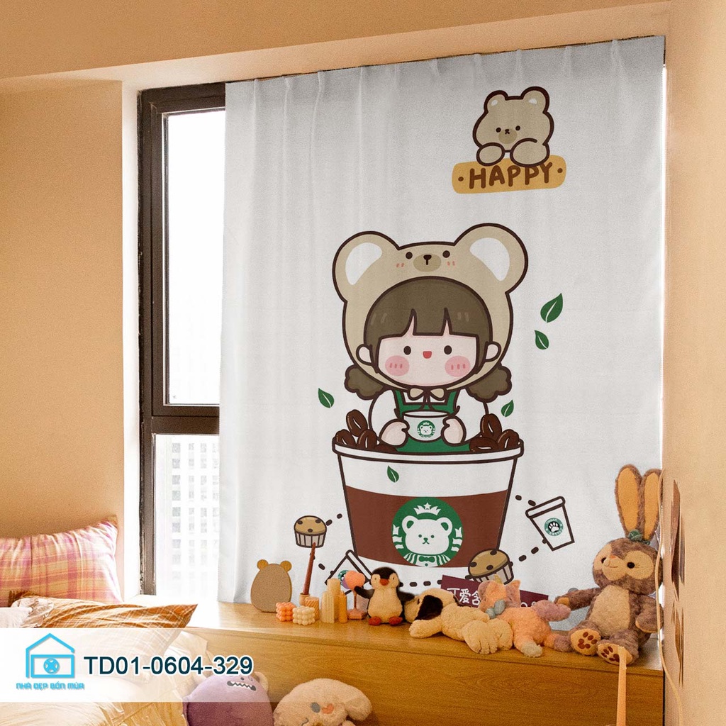 Rèm cửa sổ dán Tín Phát Decor,  rèm cửa sổ nhỏ, lớn hình Chibi dễ thương