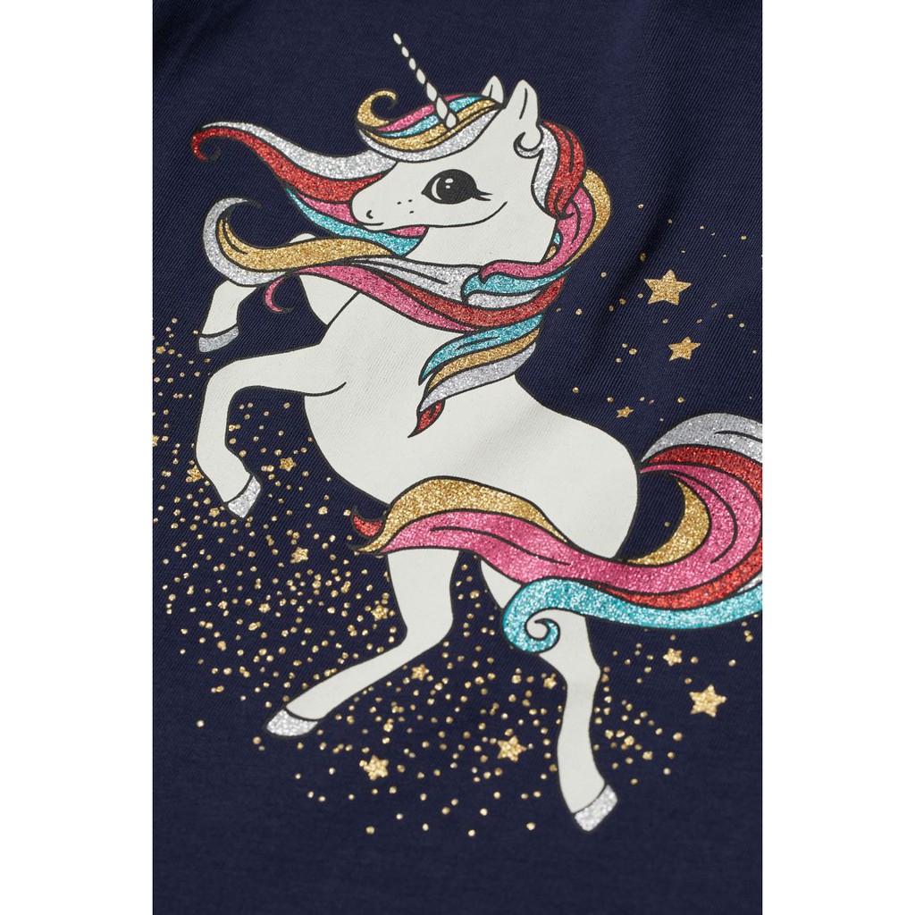 Áo cotton navy unicorn HM H&amp;M sz 2-4y_hàng chính hãng authentic