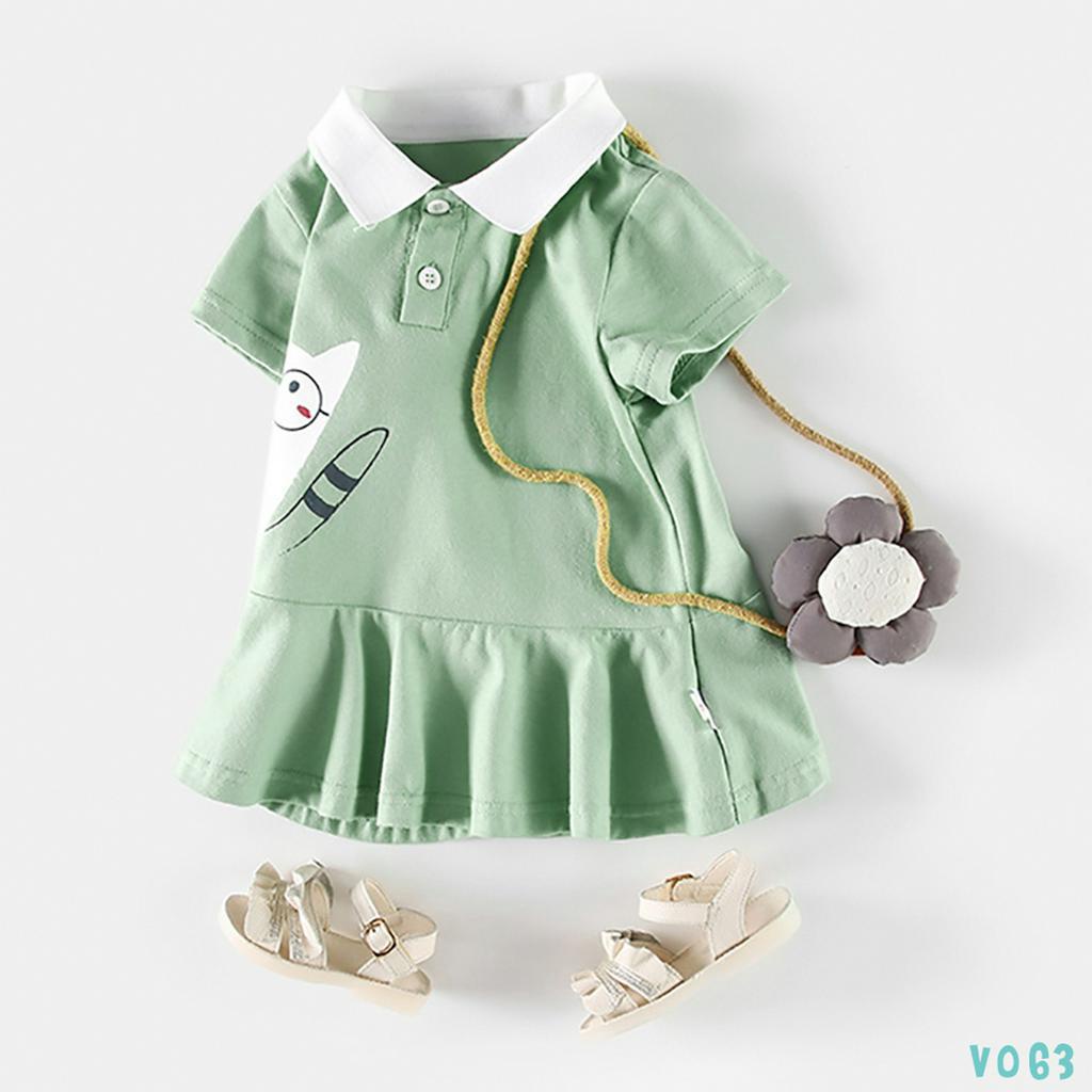 Váy Bé Gái Cotton In hình Đáng Yêu Dáng Xòe 2 Màu Thời Trang Bello Land