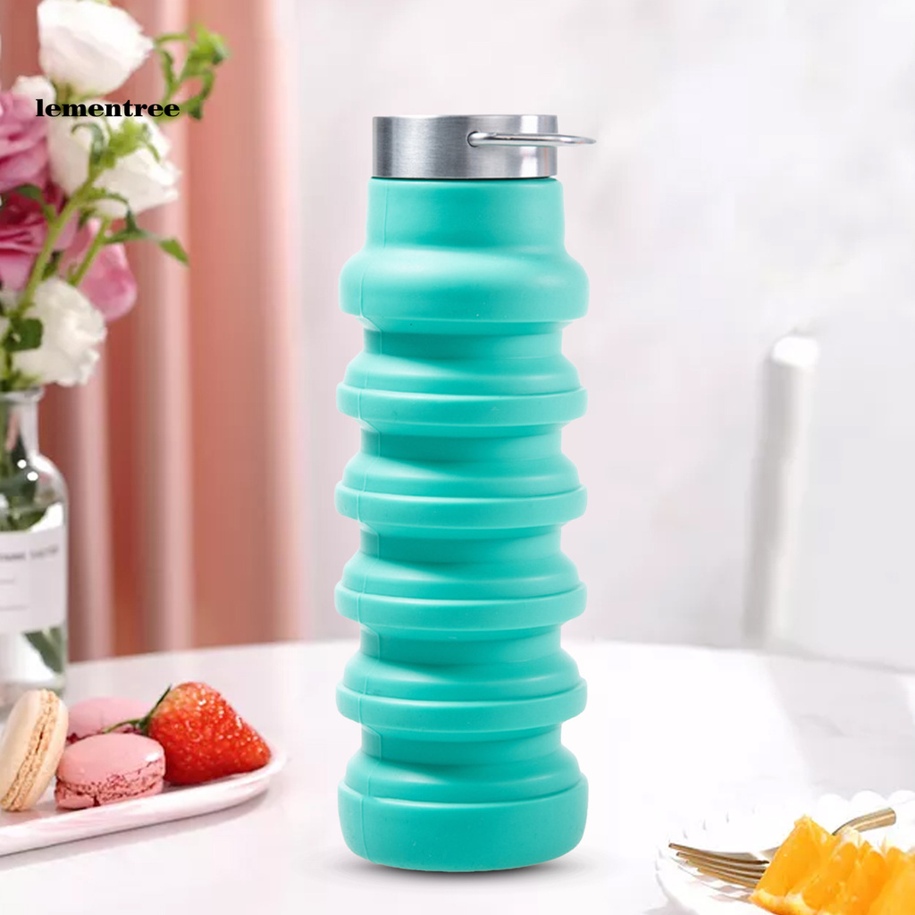 Bình Nước Thể Thao Bằng Silicone Chịu Nhiệt Hình Trụ Có Thể Thu Gọn