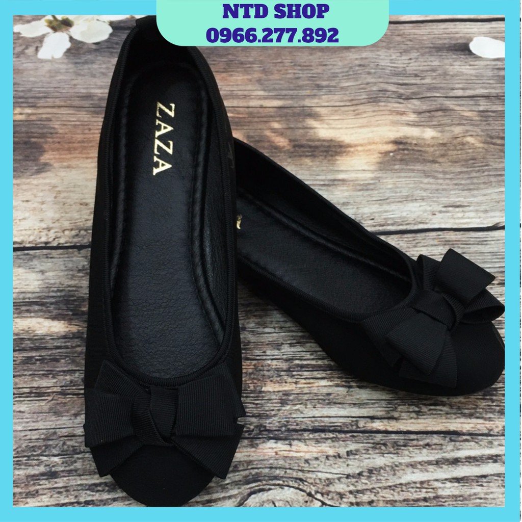 [FREESHIP] GIÀY BÚP BÊ NỮ MÀU ĐEN ĐÍNH NƠ PHỒNG XINH XẮN