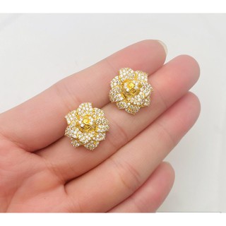 Đôi bông tai nữ mạ vàng[ Hoa Mẫu Đơn ] B344 -129 Tubi Cony- Bền , Đẹp theo thời gian - Mang đi chơi, đi tiệc rất đẹp nhé