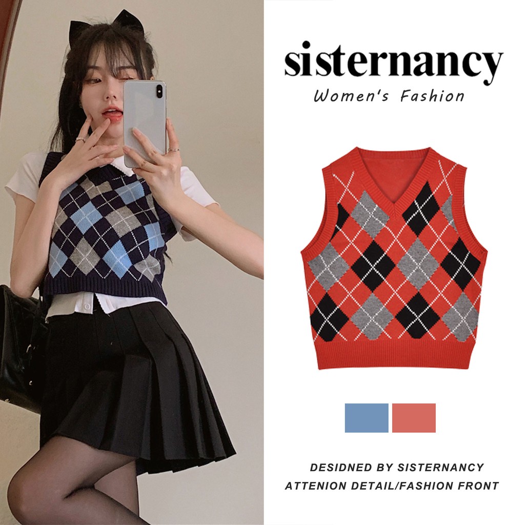 Áo vest COZOK kẻ sọc caro thời trang cho nữ