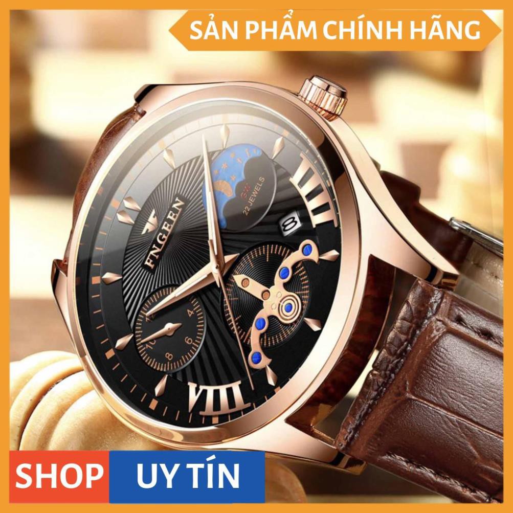 Đồng hồ nam chính hãng FNGEEN dây thép không rỉ, lên tay cực đẹp, giả cơ độc đáo (Tặng tháo mắc, vòng tỳ hưu, Mã: AF03)