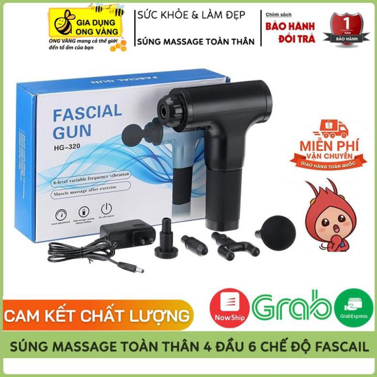 [HOT] Máy Massage, Súng Massage Toàn Thân 4 Đầu 6 Chế Độ Fascial, Giảm Đau Mỏi Vai Gáy, Giãn Cơ Sau Tập, Bảo Hành 2 Năm