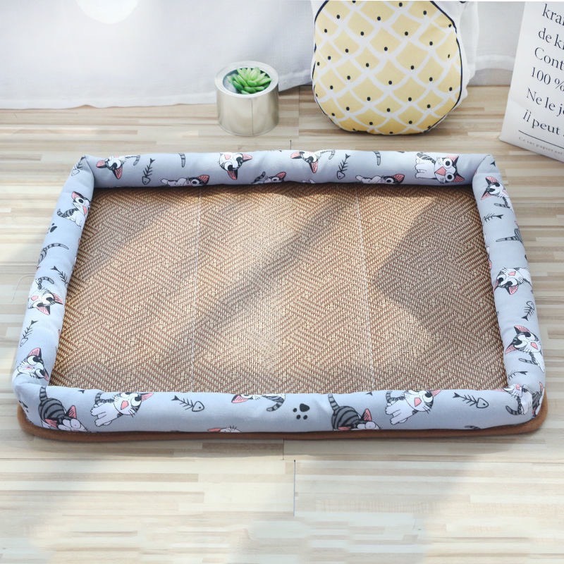 Đệm chiếu mùa hè cho thú cưng viền may màu sắc dễ thương, chiếu hè chó mèo