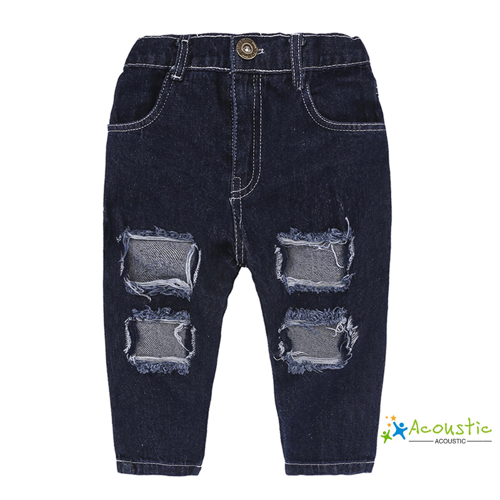 Set Đồ Mùa Hè 2 Món Gồm Áo Hở Vai Màu Trơn + Quần Jeans Rách Cho Bé Gái 9 Tháng - 7 Tuổi