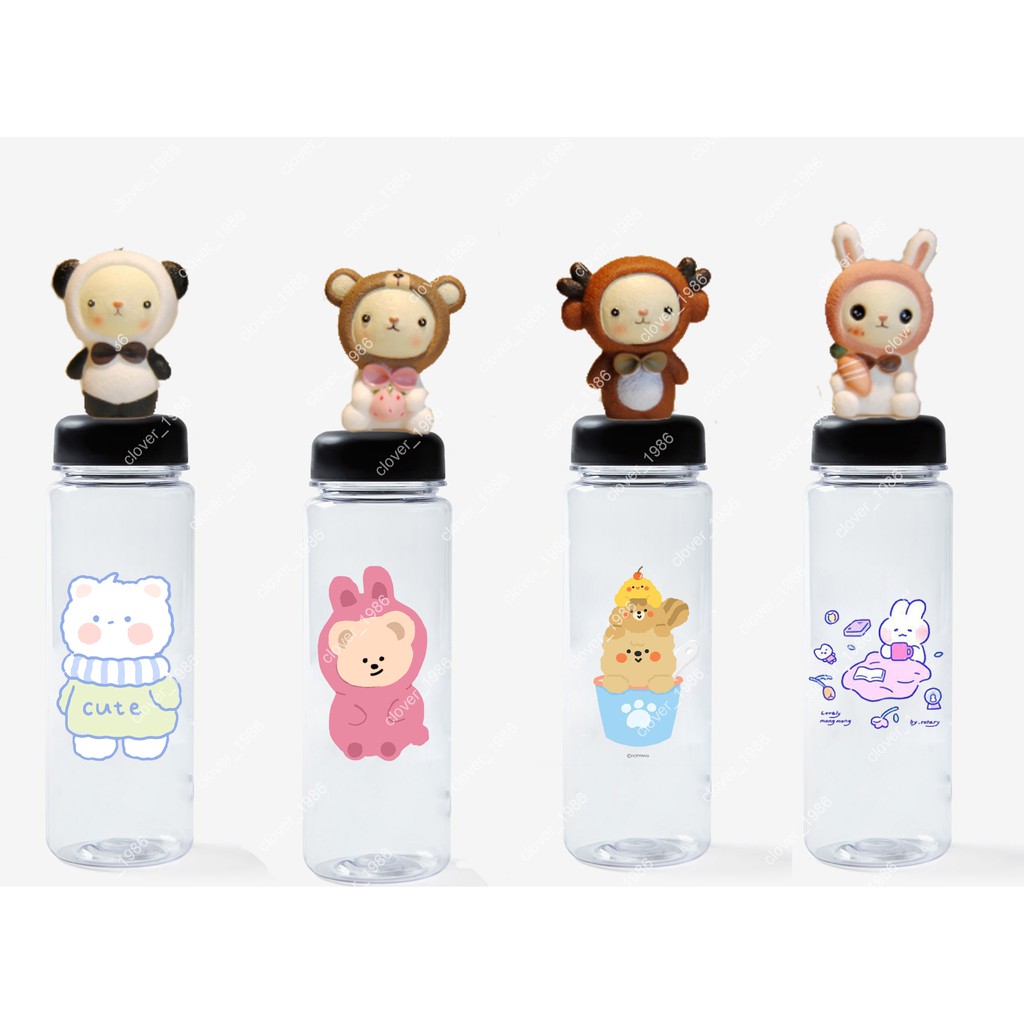 Bình nước hoppang gấu thỏ đầu nổi BNDN14 500ml hoạt hình cute dễ thương