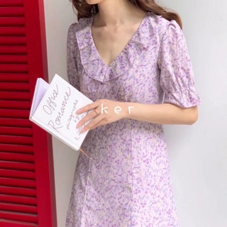Váy hoa cổ V bèo