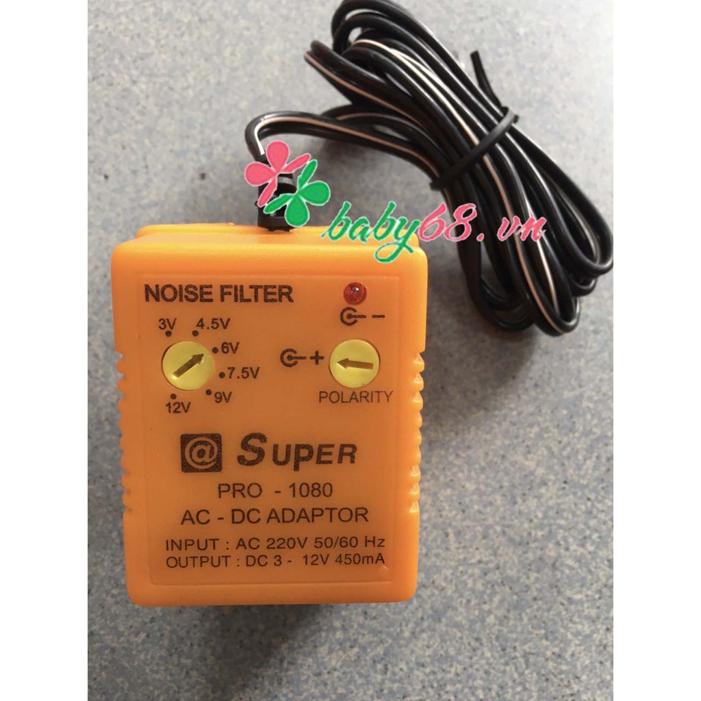 Nguồn Adapter đa năng SUPER 1080 450MA 3-12V, 6 đầu ra đảo cực được