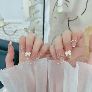 Set 24 móng giả đính đá cao cấp kèm keo không thấm nước Z070+