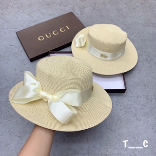 Mũ cói tròn nơ lụa tiểu thư