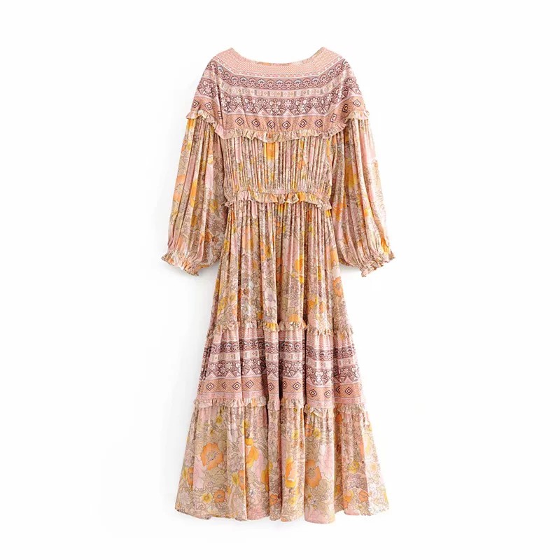 Đầm Topshop maxi họa tiết Bohemian tone màu nắng cực xinh