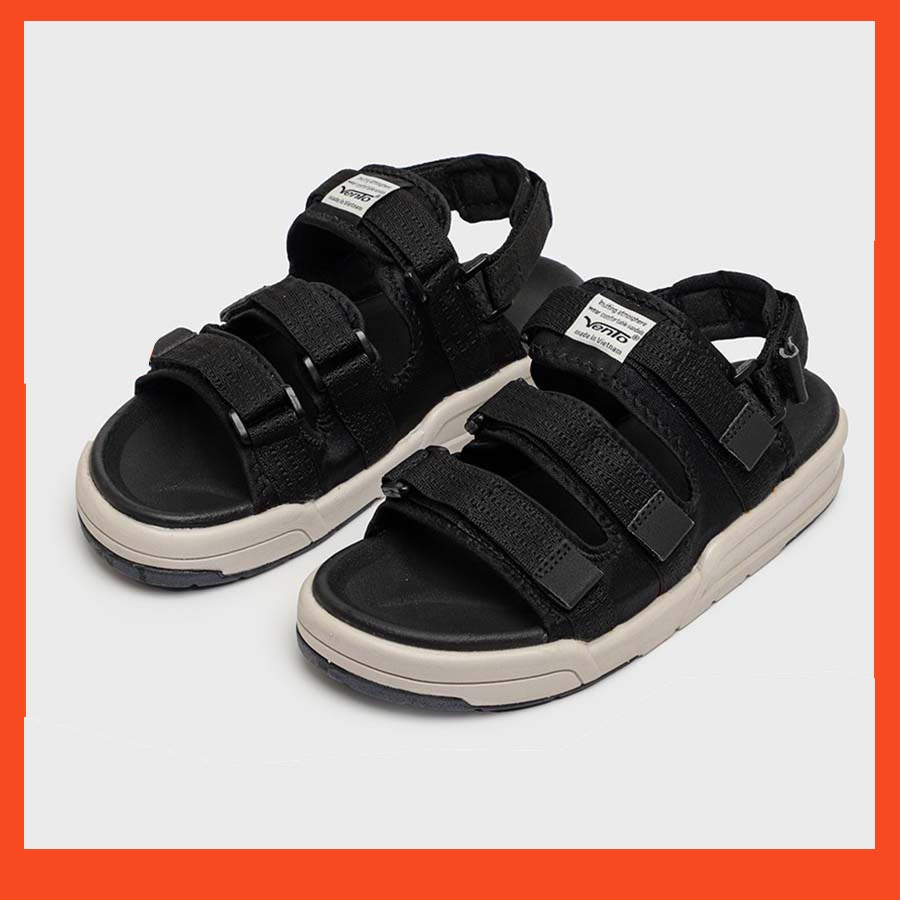 Sandal vento nam nữ SD-1001 -đen trắng 02- giày dép quai hậu đế cao 3 phân chính hãng