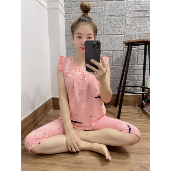 xả mẫu Bộ nữ lụa hàn lửng mềm mát size dưới 58kg