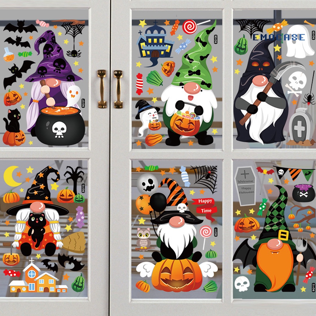 Miếng Dán Tĩnh Điện Bằng PVC Chống Nước Trang Trí Halloween Phù Thủy Pumpki