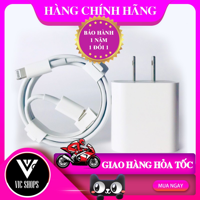 [Bh 12Th] Củ Sạc Nhanh Iphone 20W,Cáp Sạc Nhanh Iphone ,Bộ Củ PD 20W+Cáp Type-C to Lightning Cốc Sạc Nhanh Iphone