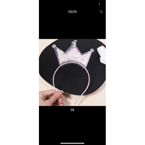 Băng đô cài tóc vương miện trong suốt ánh nhũ dễ thương cho bé gái