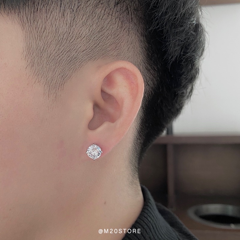 Khuyên Tai Nụ Titan Đính Đá Zircon Chống Gỉ, Bông Tai Unisex Dành Cho Nam Và Nữ