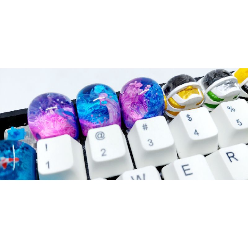 Keycap DOM artisan tone xanh hồng trang trí bàn phím cơ.