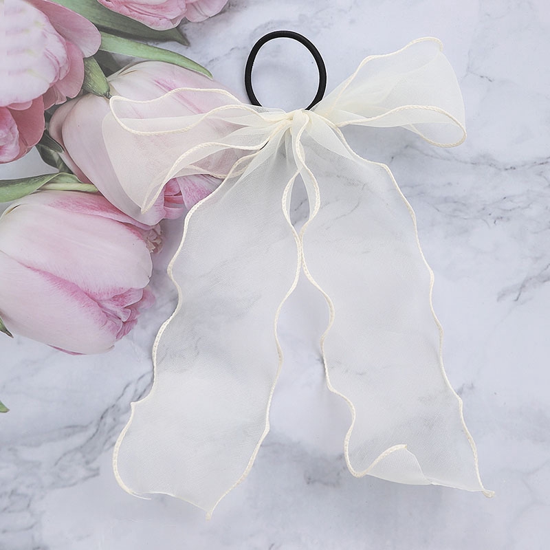 1pcs Fairy Elegance Temperament Hair Ties Dây Buộc Tóc Đính Nơ Ruy Băng Long Ribbon Hair Rope