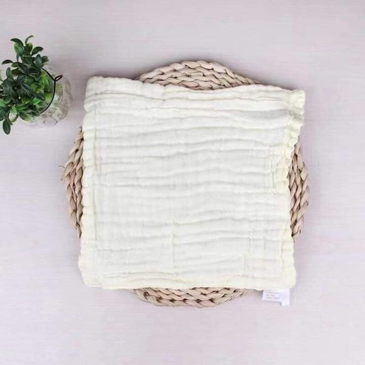 [SET 5 CHIẾC] Khăn sữa cotton nhăn trơn màu 6 lớp rửa mặt siêu mềm và siêu thấm cho bé (KT 30*30cm)