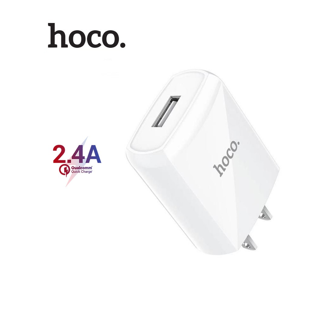 Củ sạc 2.4A Hoco DC13 chuôi dẹt vật liệu PC chống cháy 1 cổng Usb dành cho mọi thiết bị