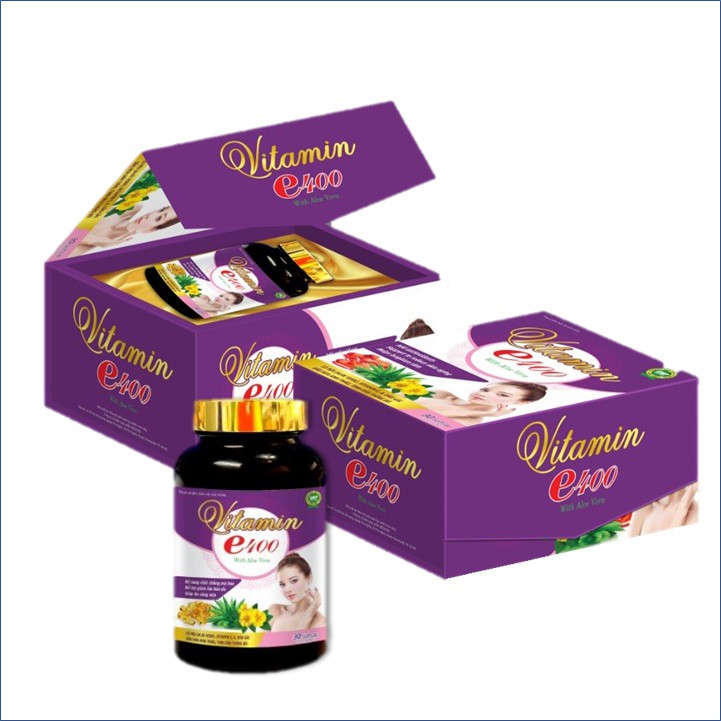 Viên Uống Đẹp Da Vitamin E 400- tinh dầu Hoa Anh Thảo,  Thông Đỏ Giúp Trắng Da, Mờ Nám-hộp 30 viên