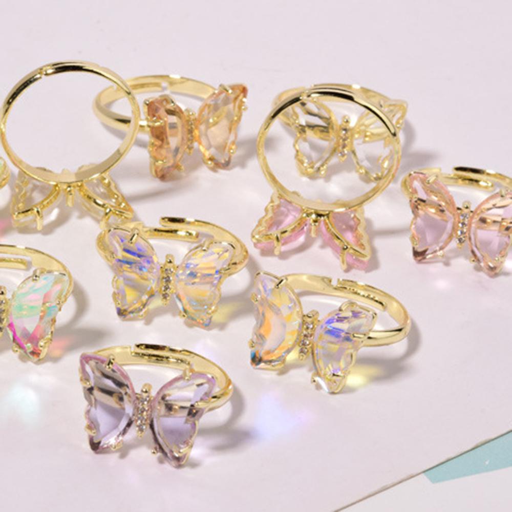 Nhẫn Hình Bướm Đính Đá Lấp Lánh Sang Trọng Dùng Trang Trí Móng Tay DIY