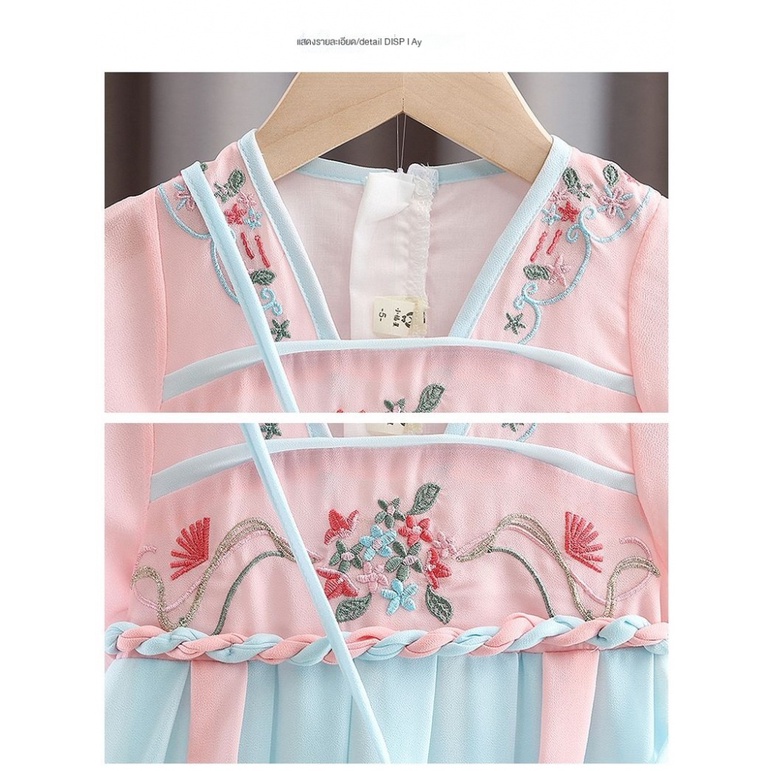 Đầm Chiffon Một Mảnh Tay Ngắn Phong Cách Công Chúa Hán Phục Thời Trang Mùa Hè Hàng Mới Dành Cho Bé Gái Kích Thước 90-140